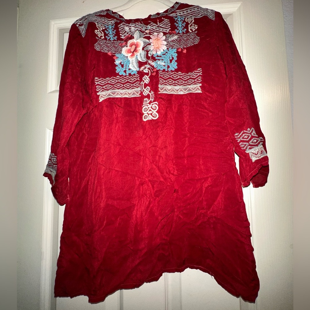 Johnny Was Marcia Blouse Red Alondra Embroidered size S - Picture 3 of 4